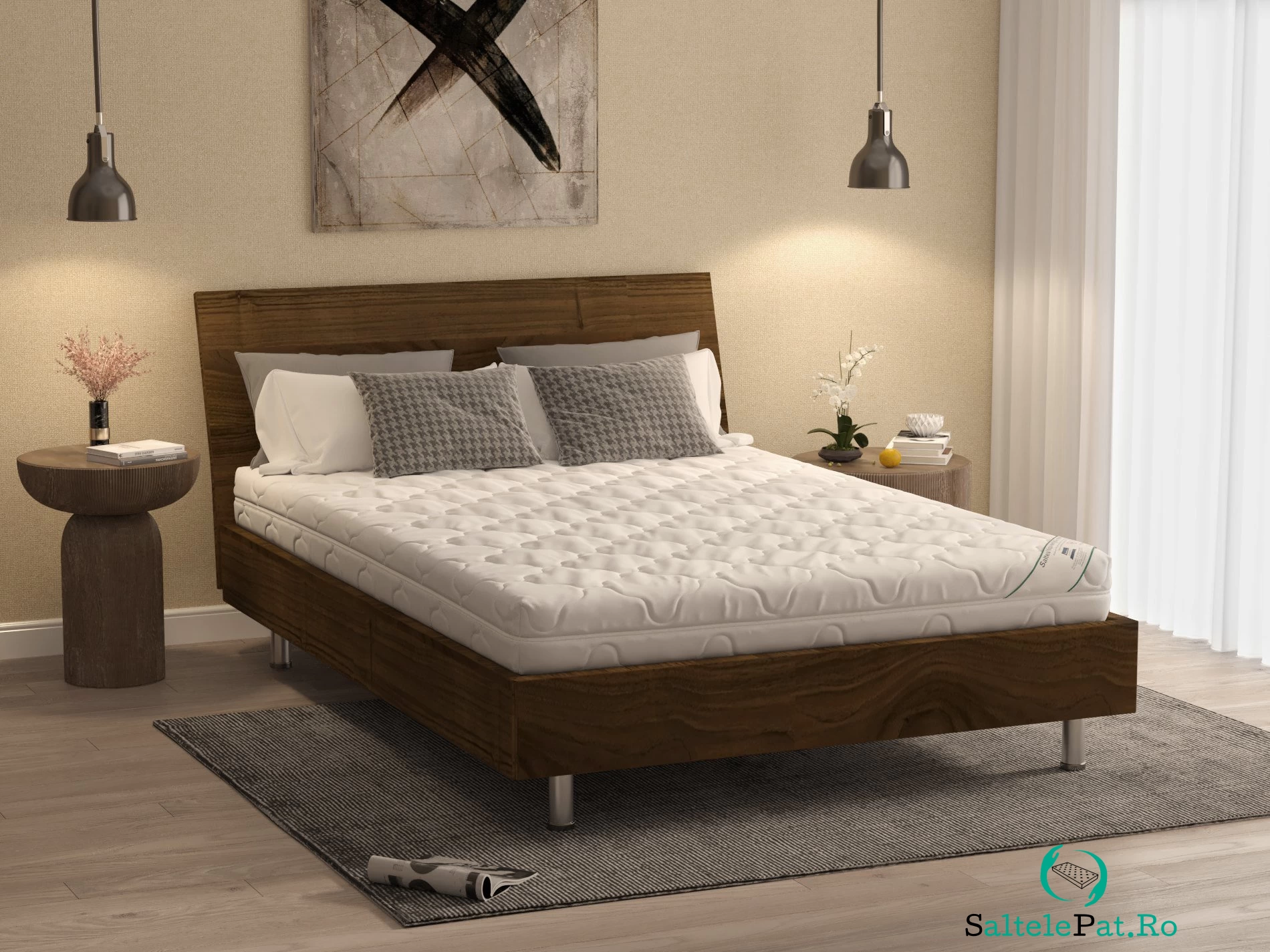 Saltea cu spumă poliuretanică Somnart HypoallergenicMed Bumbac 160x200, înălțime 16 cm, hipoalergenică, husă cu fermoar, rulată, fermitate medie la 826.71 lei ron