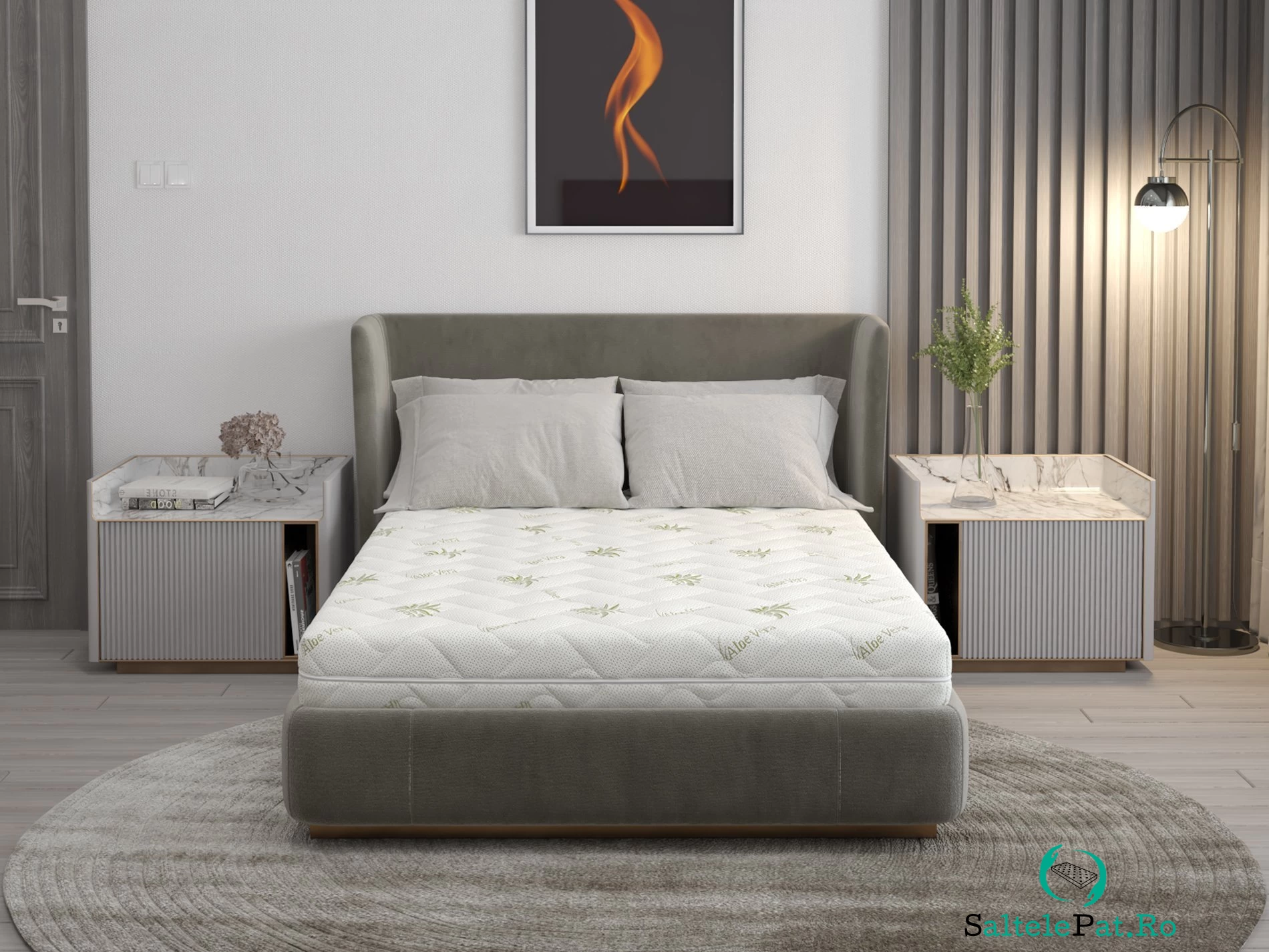 Saltea cu spumă poliuretanică Confort 4Family Aloe Vera 90x200 Somnart, înălțime 14 cm, husă lavabilă și detașabilă cu fermoar, fermitate medie la 590.17 lei ron