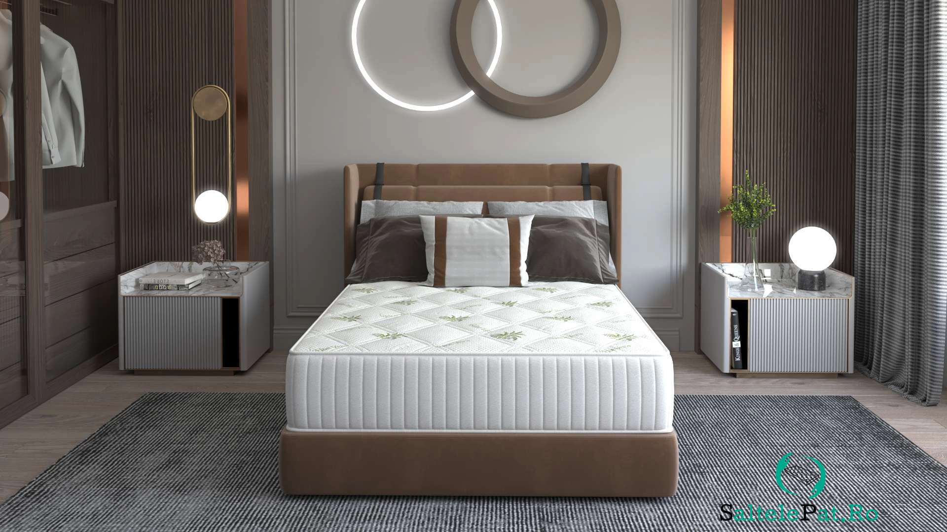 Saltea cu memorie Somnart Memory Ultimate 140x200, înălțime 24 cm, husă cu Aloe Vera, cu mânere, fermitate mare