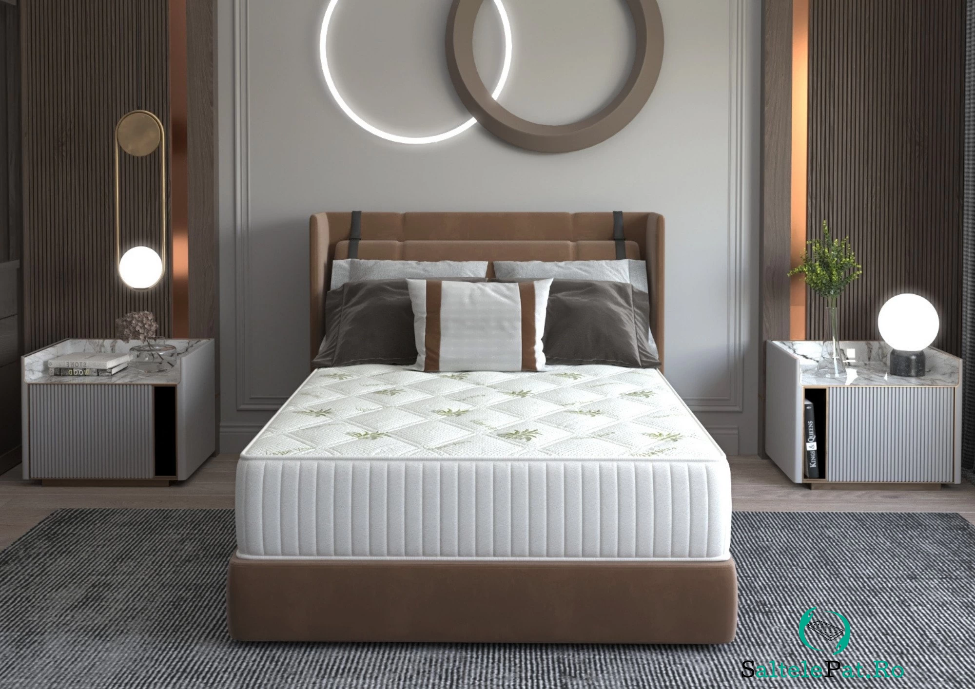 Saltea cu memorie Somnart Memory Ultimate 200x200, înălțime 24 cm, husă cu Aloe Vera, cu mânere, fermitate mare