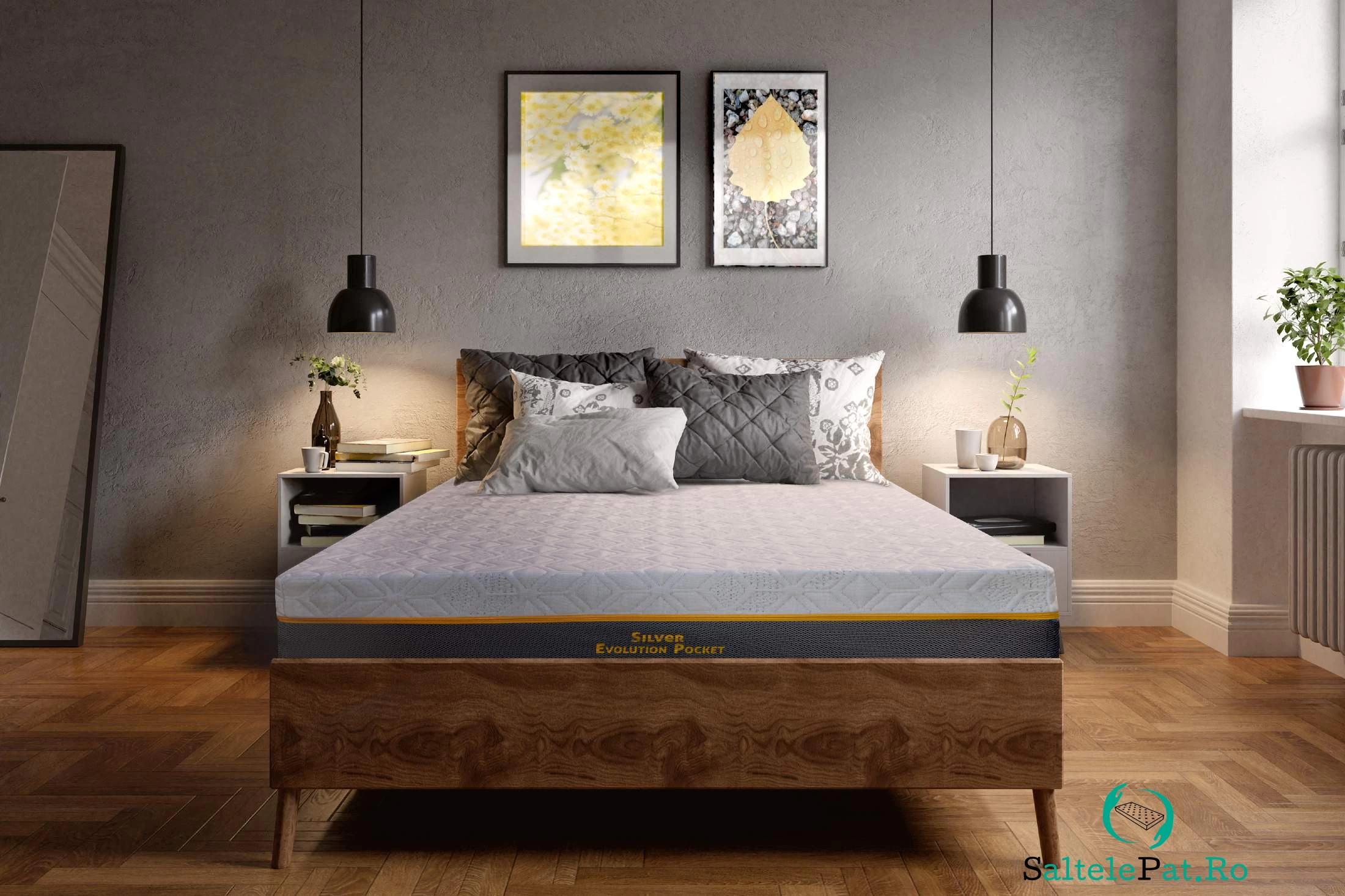 Saltea cu memorie și arcuri individuale Somnexpert Silver Evolution Pocket Spring 160x190, înălțime 24 cm, husă detașabilă, fermitate medie la 1,373.19 lei ron